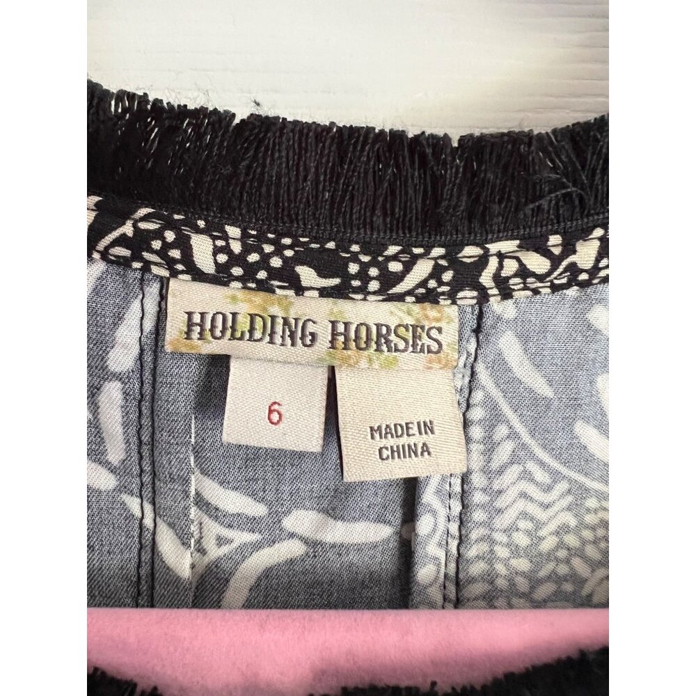 Holding Horses Suraja Black Dress Lotus Floral Crochet Lace Anthropologie sz 6 - Picture 4 of 10